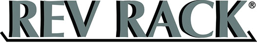 revrack is a registered trademark of revrack Inc. of Boise, Idaho. The logo includes an underline shaped like the revrack.