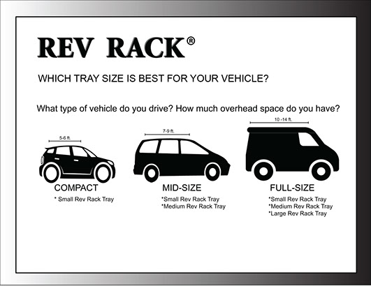 which revrack tray size fits your vehicle type? do you have a compact, mid size or full size vehicle? How much rooftop space do you have?
