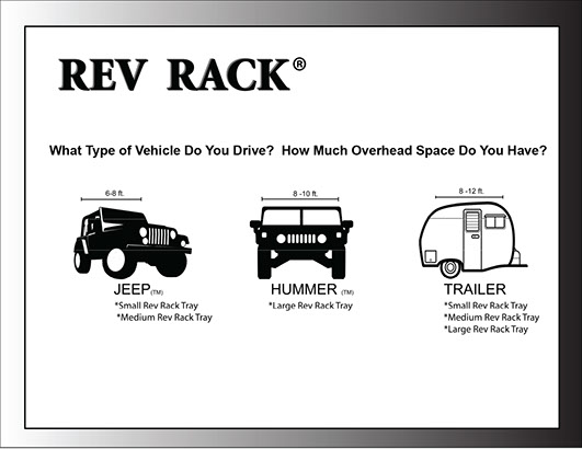 which revrack tray size fits your vehicle type? do you have a jeep? a hummer? How much rooftop space do you have? 